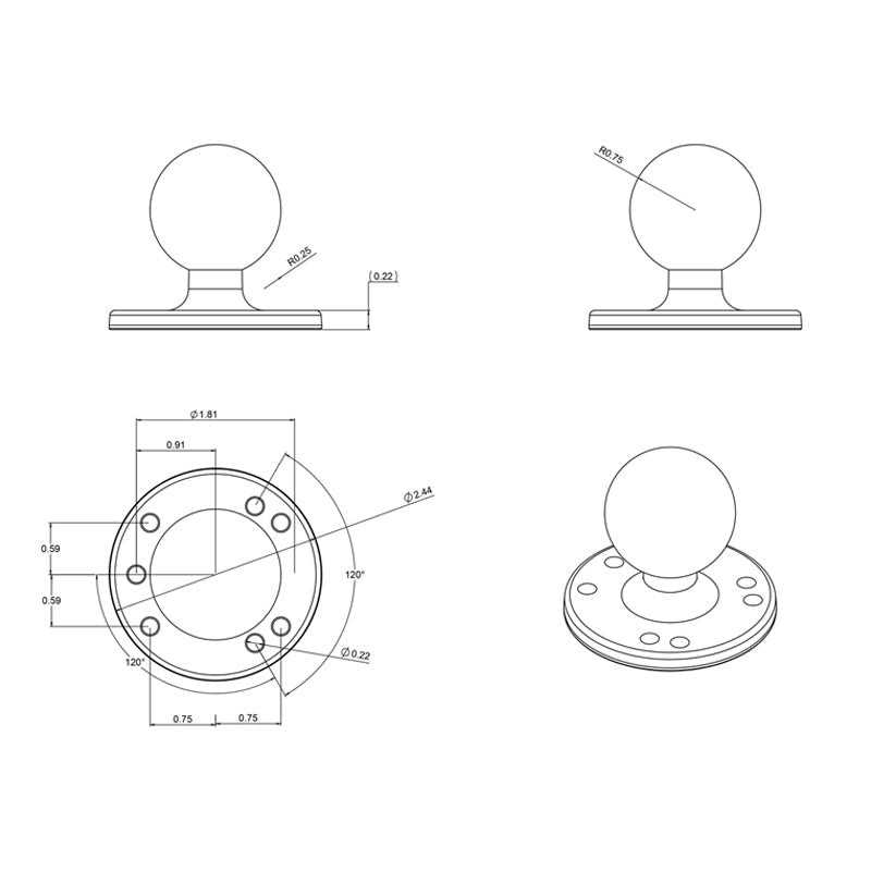 RAM® Round Plate with Ball - C Size - official product image 5