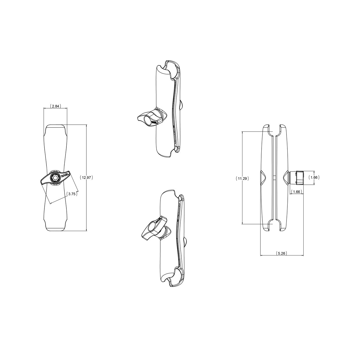 RAM® Double Socket Arm - D Size Long - official product image 2