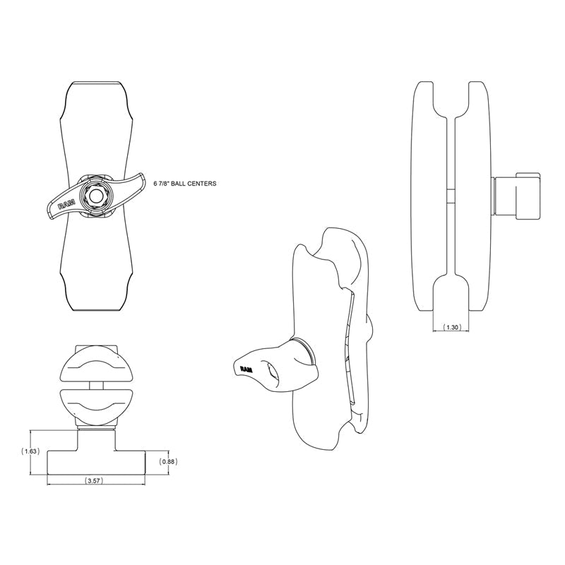 RAM® Double Socket Arm - D Size Medium - official product image 2