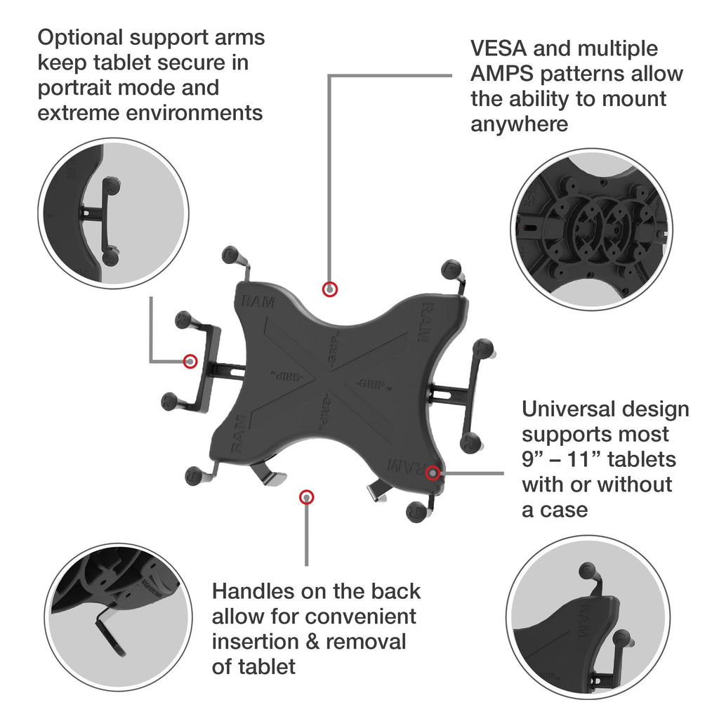 RAM® X-Grip® Universal Holder for 12"-13" Tablets - official product image 4