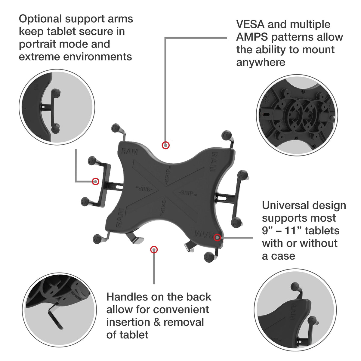 RAM® X-Grip® Universal Holder for 12"-13" Tablets - official product image 4