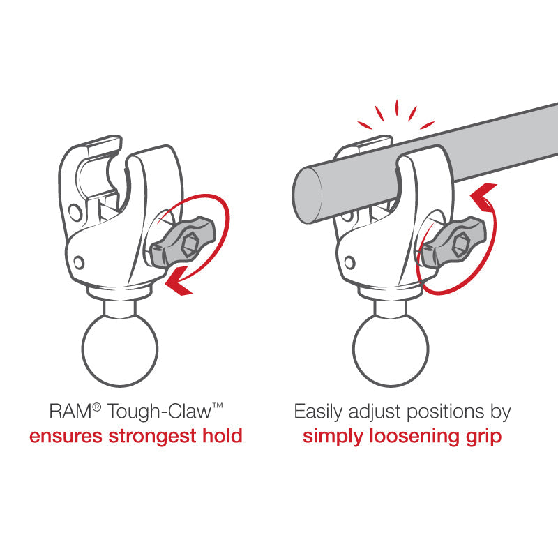 RAM® Trolling Motor Stabilizer - Tough-Claw™ .625" - 1.14" Medium Arm - official product image 7