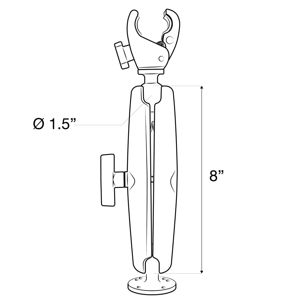 RAM® Trolling Motor Stabilizer - Tough-Claw™ .625" - 1.14" Long Arm - official product image 4